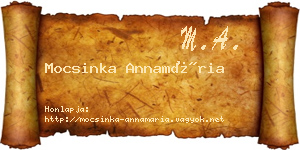 Mocsinka Annamária névjegykártya
